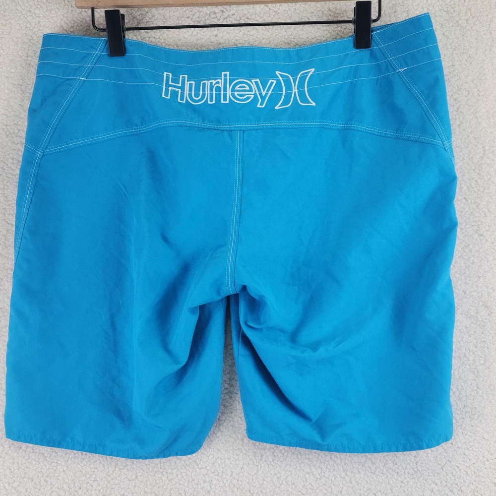 Hurley Board Shorts Swim Trunks Mens 35 Blue GB04DU Lace Up Solid Surf - Picture 4 of 8